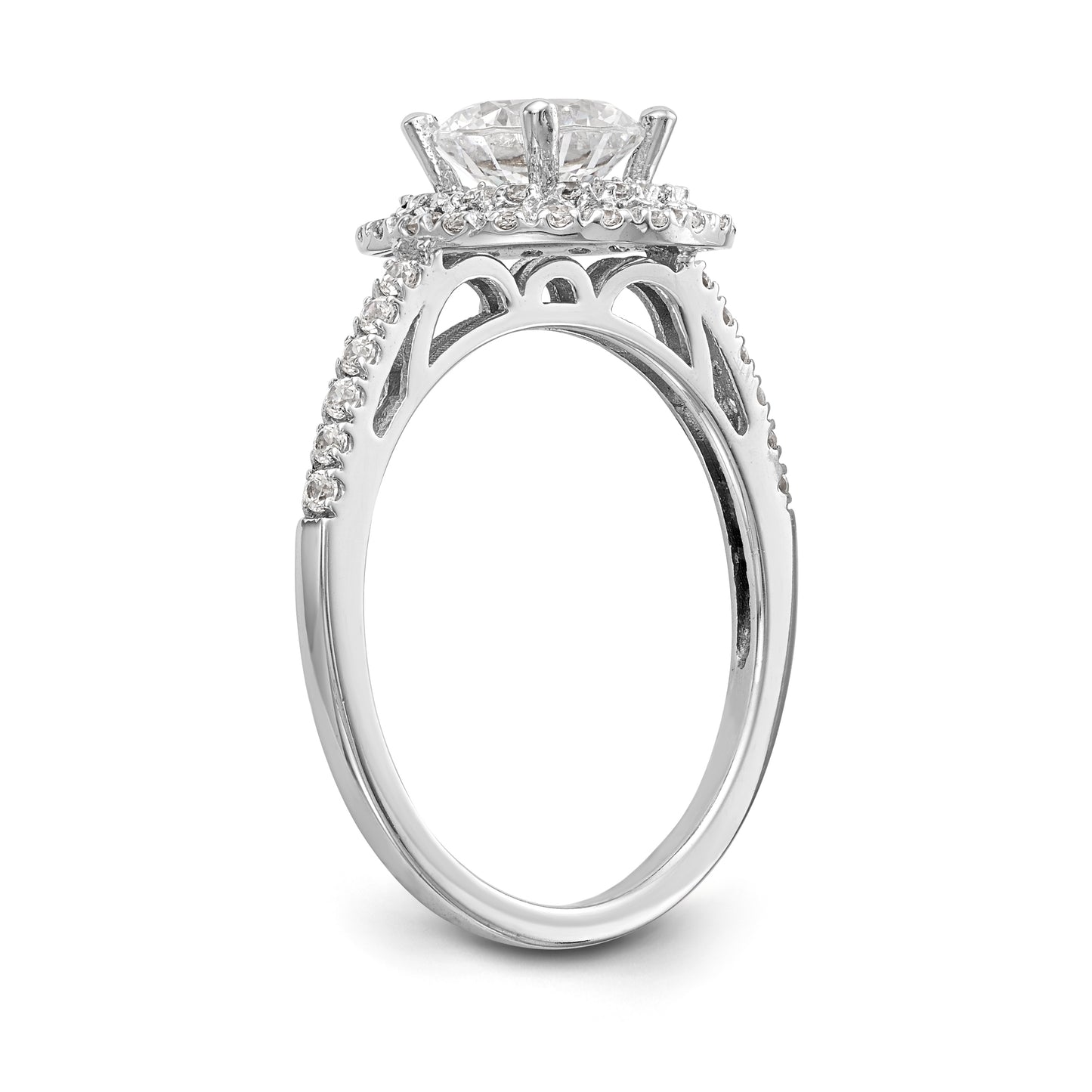 14KW Round Simulated Diamond Double Halo Engagement Ring