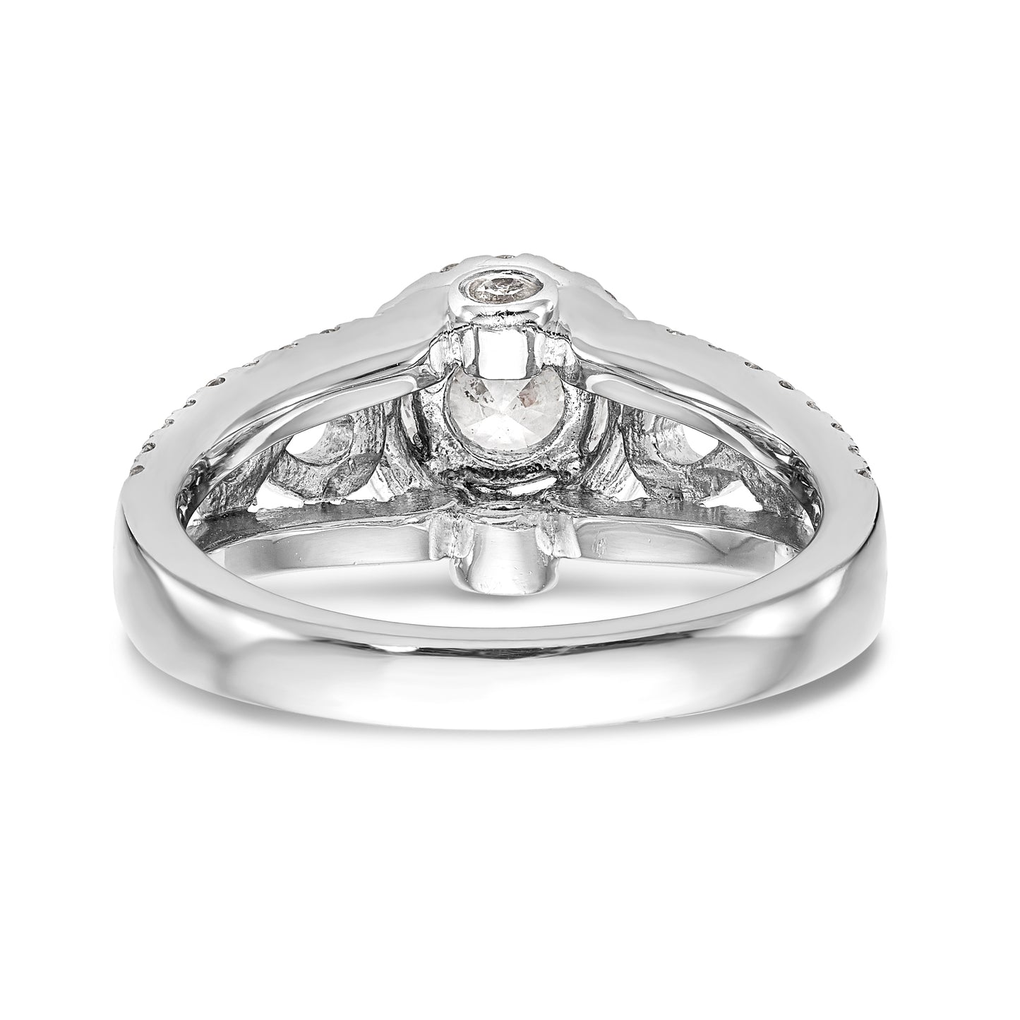 14K White Gold Round Simulated Diamond Halo Engagement Ring