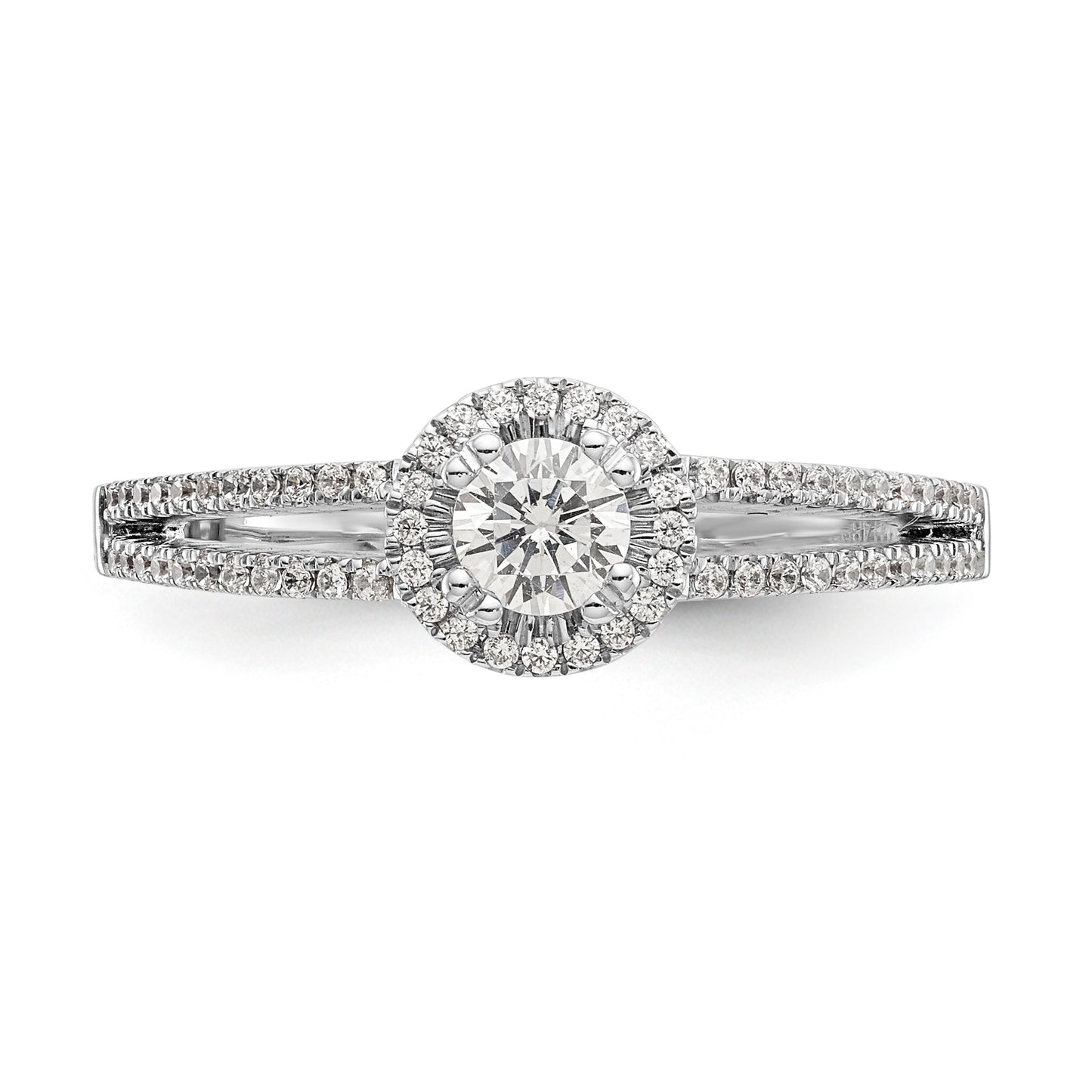 14K White Gold Round Simulated Diamond Halo Engagement Ring