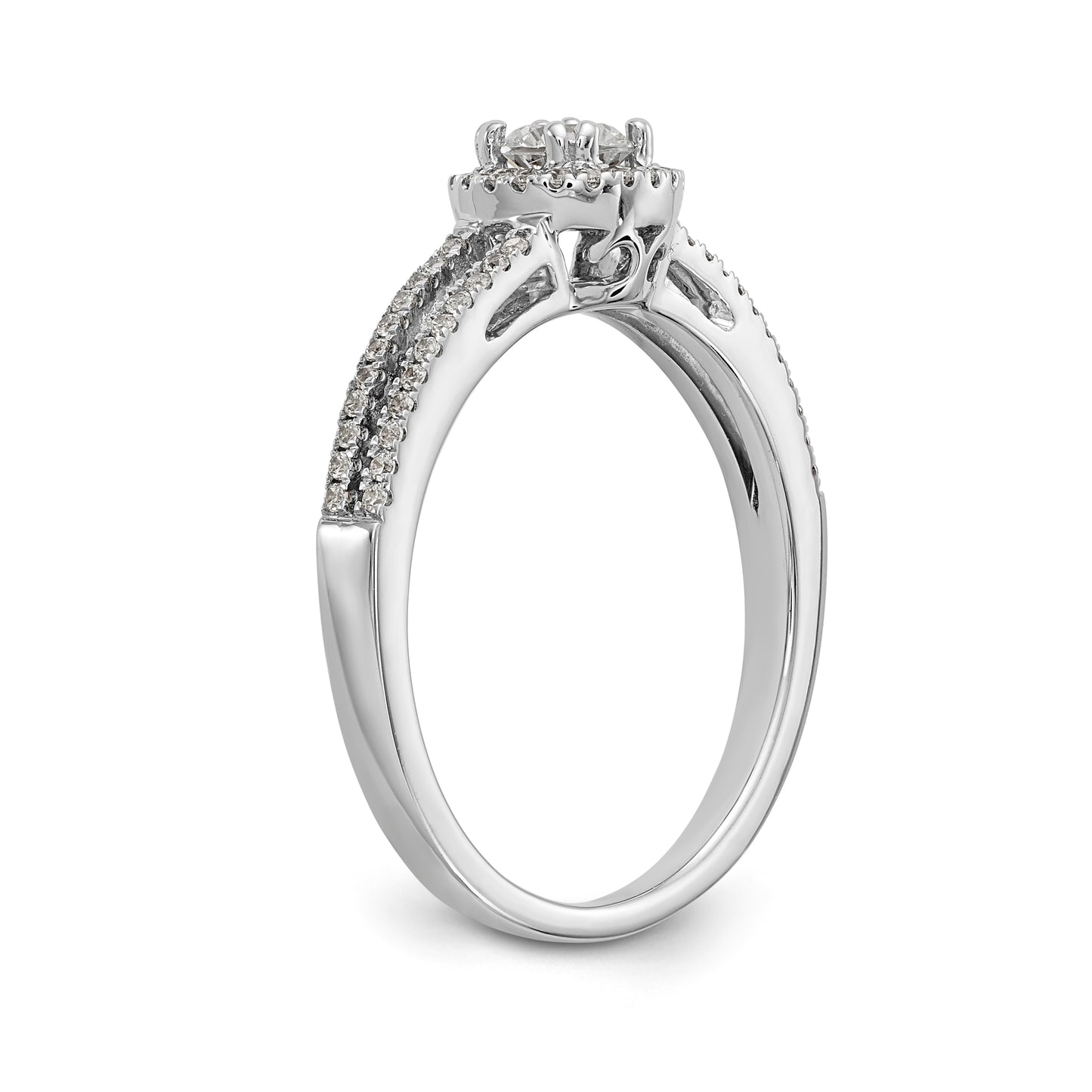 14K White Gold Round Simulated Diamond Halo Engagement Ring