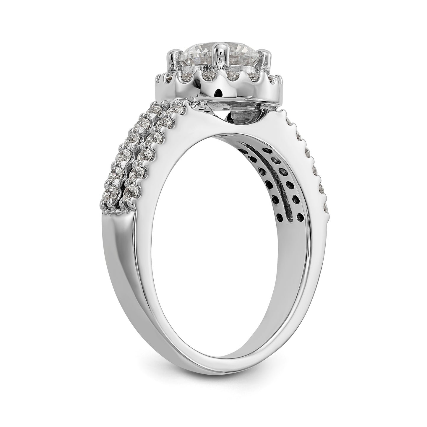 14K White Gold Round Simulated Diamond Halo Engagement Ring