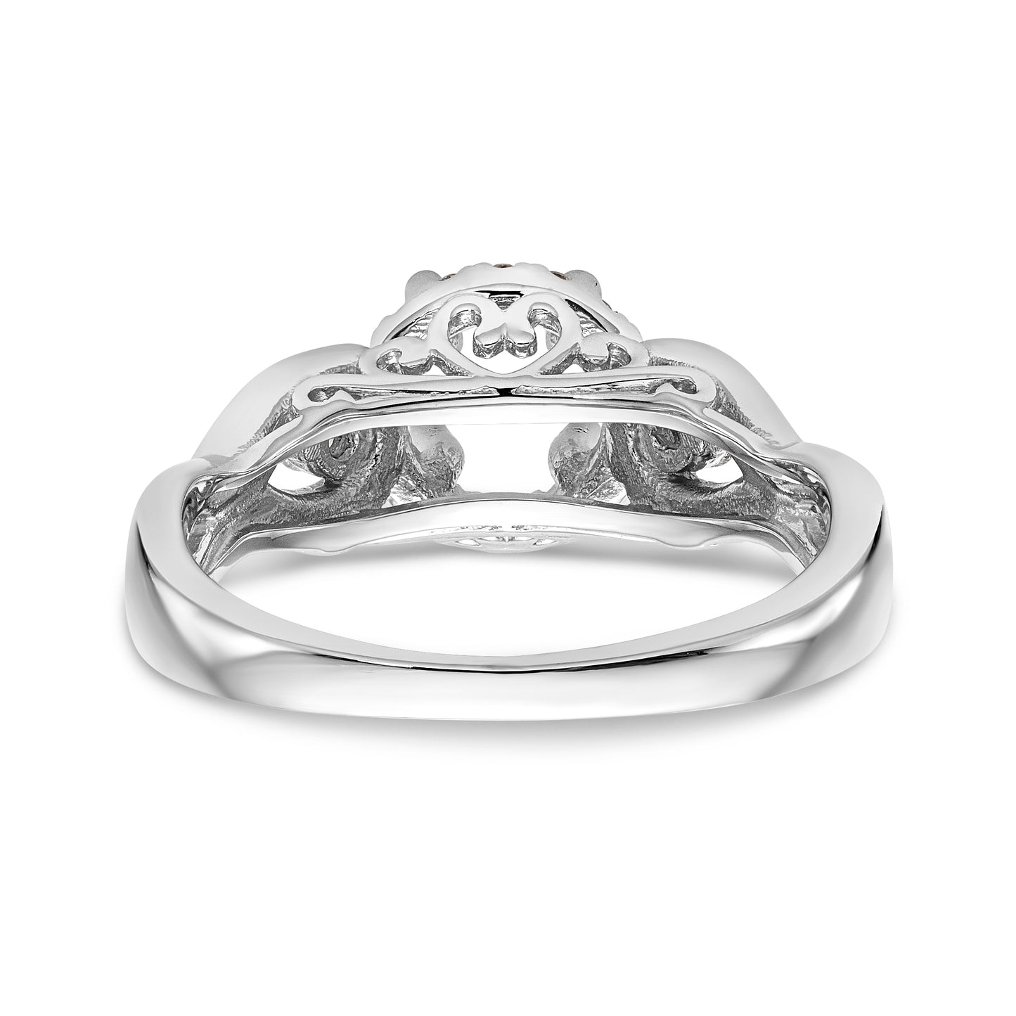 14K White Gold Round Simulated Diamond Halo Engagement Ring