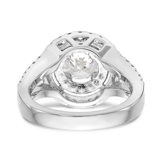 14KW Round Simulated Diamond Double Halo Engagement Ring