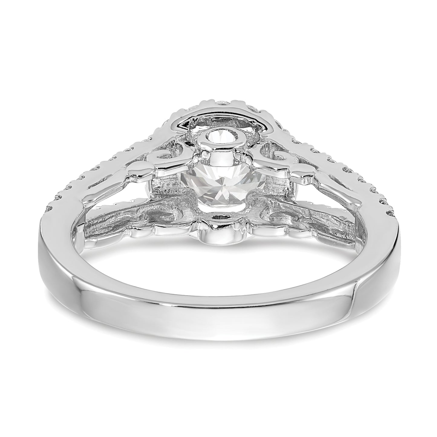 14K White Gold Round Simulated Diamond Halo Engagement Ring