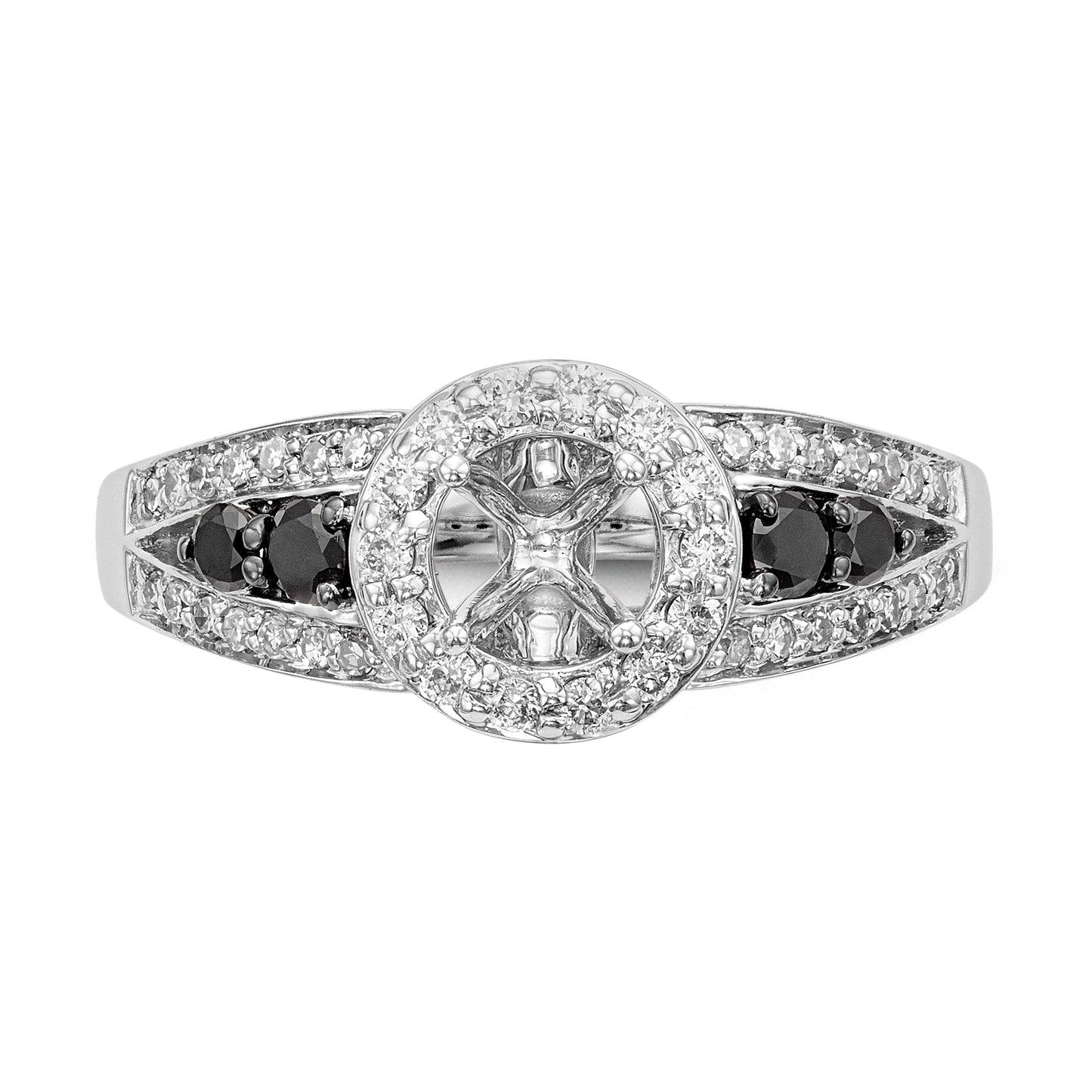 14kw Round Diamond with Black Simulated Diamond Halo Engagement Ring