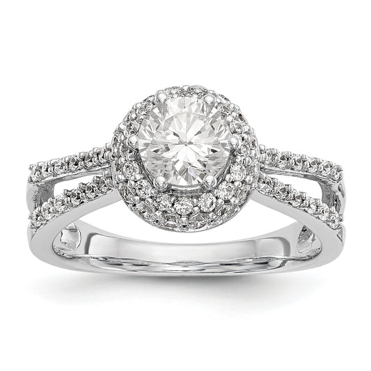 14KW Round Simulated Diamond Round Halo Engagement Ring