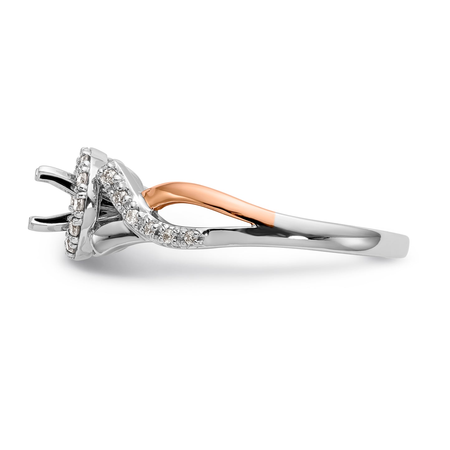 14k Two tone Peg Set Simulated Diamond Halo Engagement Ring