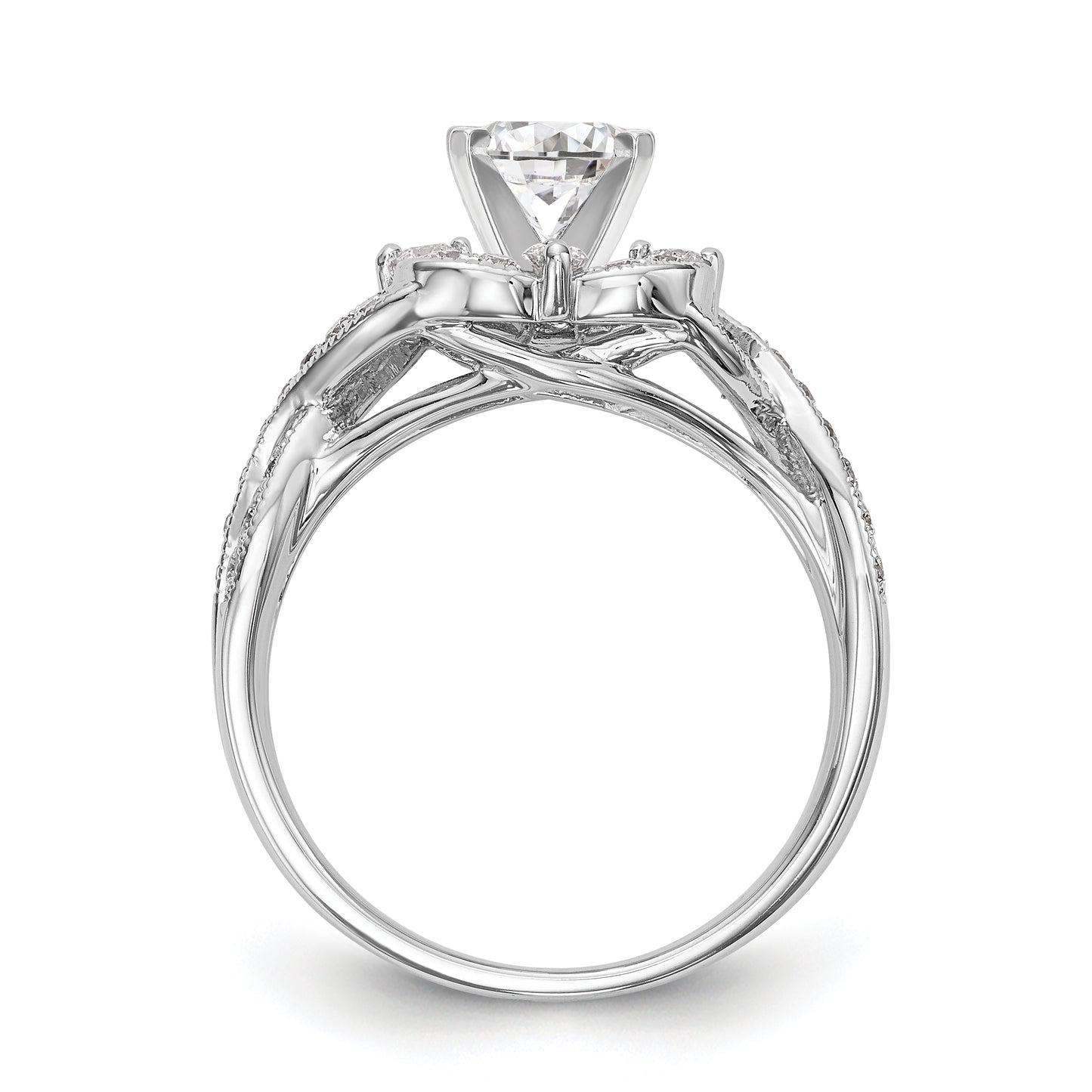 14KW Peg Set Simulated Diamond Cushion Halo Engagement Ring