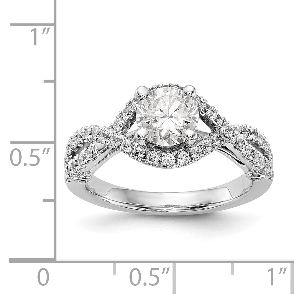 14K White Gold Round Simulated Diamond Halo Engagement Ring