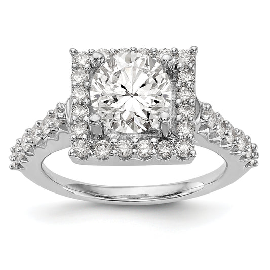 14KW Round Simulated Diamond Halo Engagement Ring