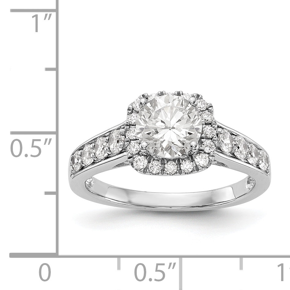 14kw Peg Set Simulated Diamond Cushion Halo Engagement Ring