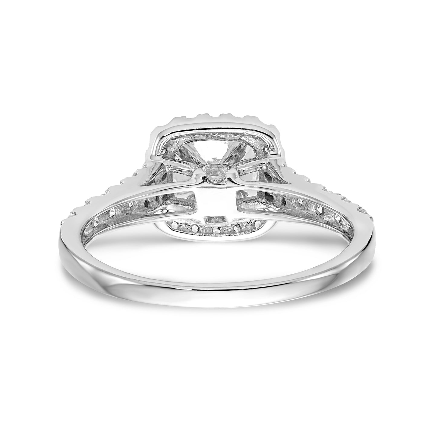 14kw Peg Set Simulated Diamond Cushion Halo Engagement Ring