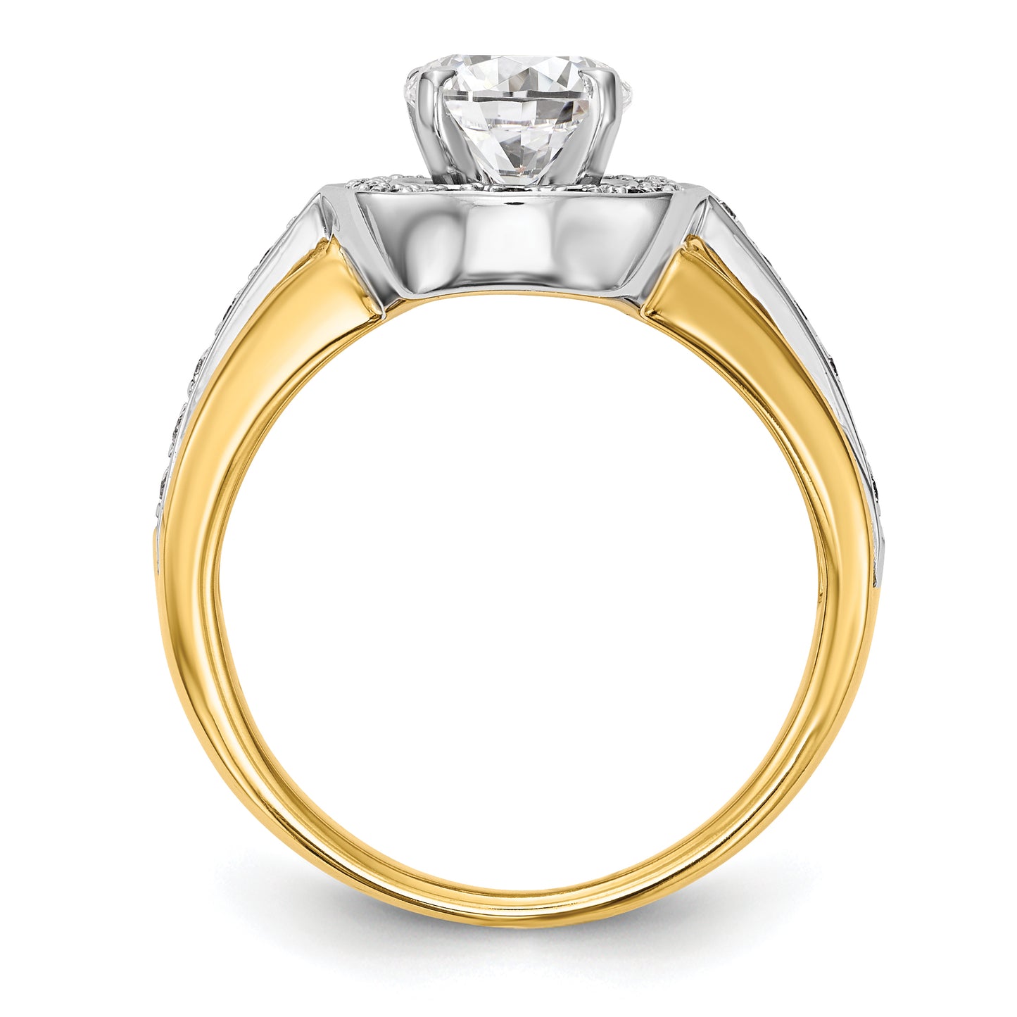 14ktt Peg Set CZ Cushion Halo Engagement Ring