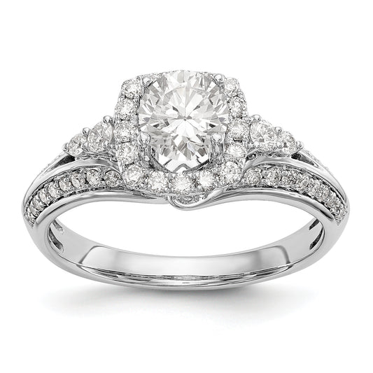 14K White Gold Simulated Diamond Cushion HaloEngagement Ring