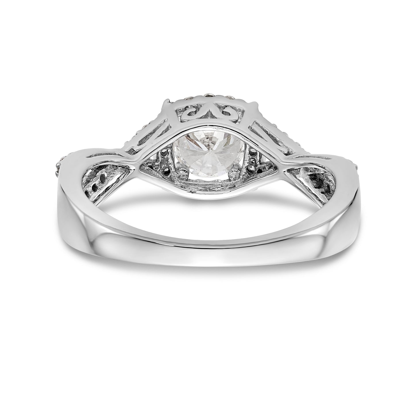 14K White Gold Simulated Diamond Halo Engagement Ring