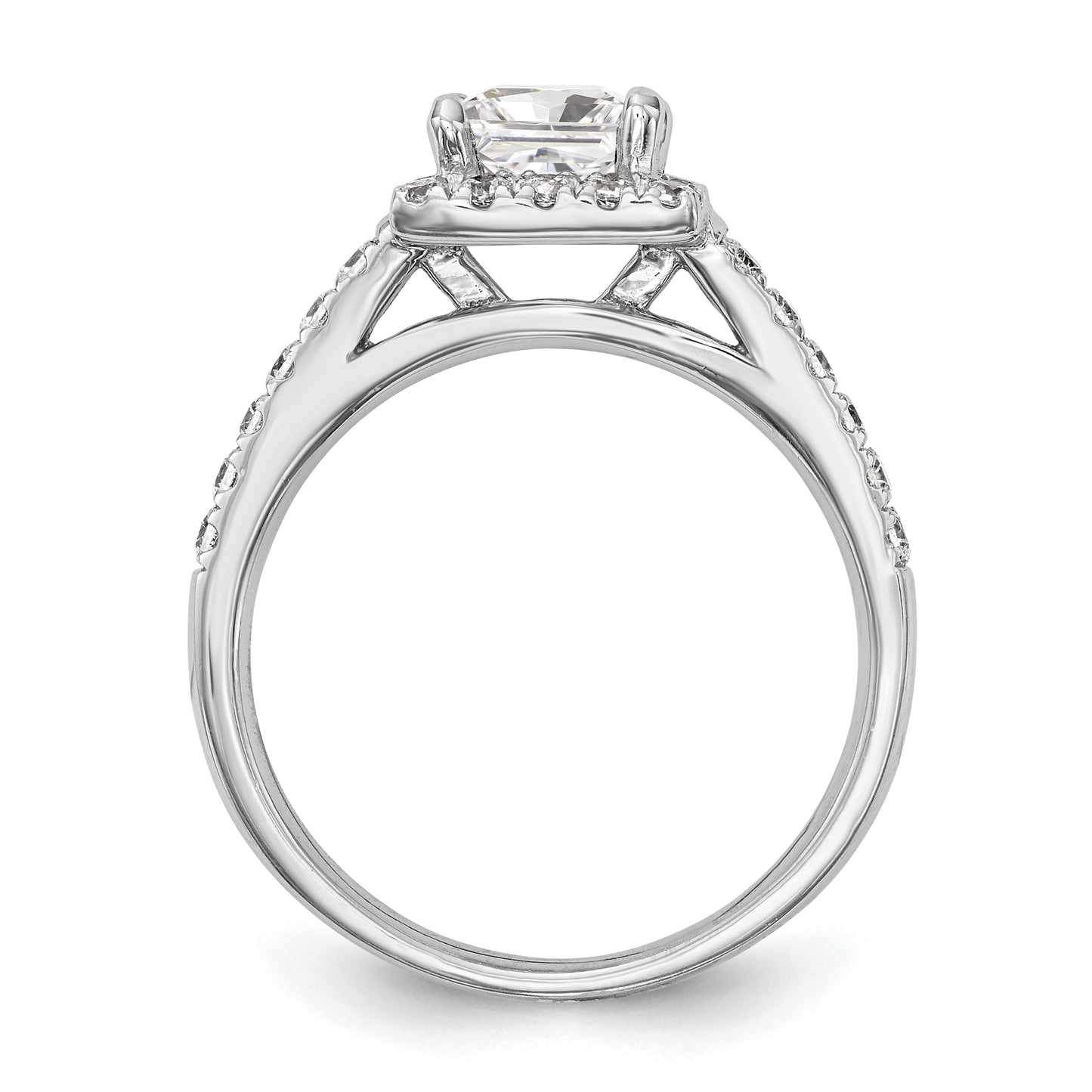 14K White Gold Diamond Princess CZ Square Halo Engagement Ring