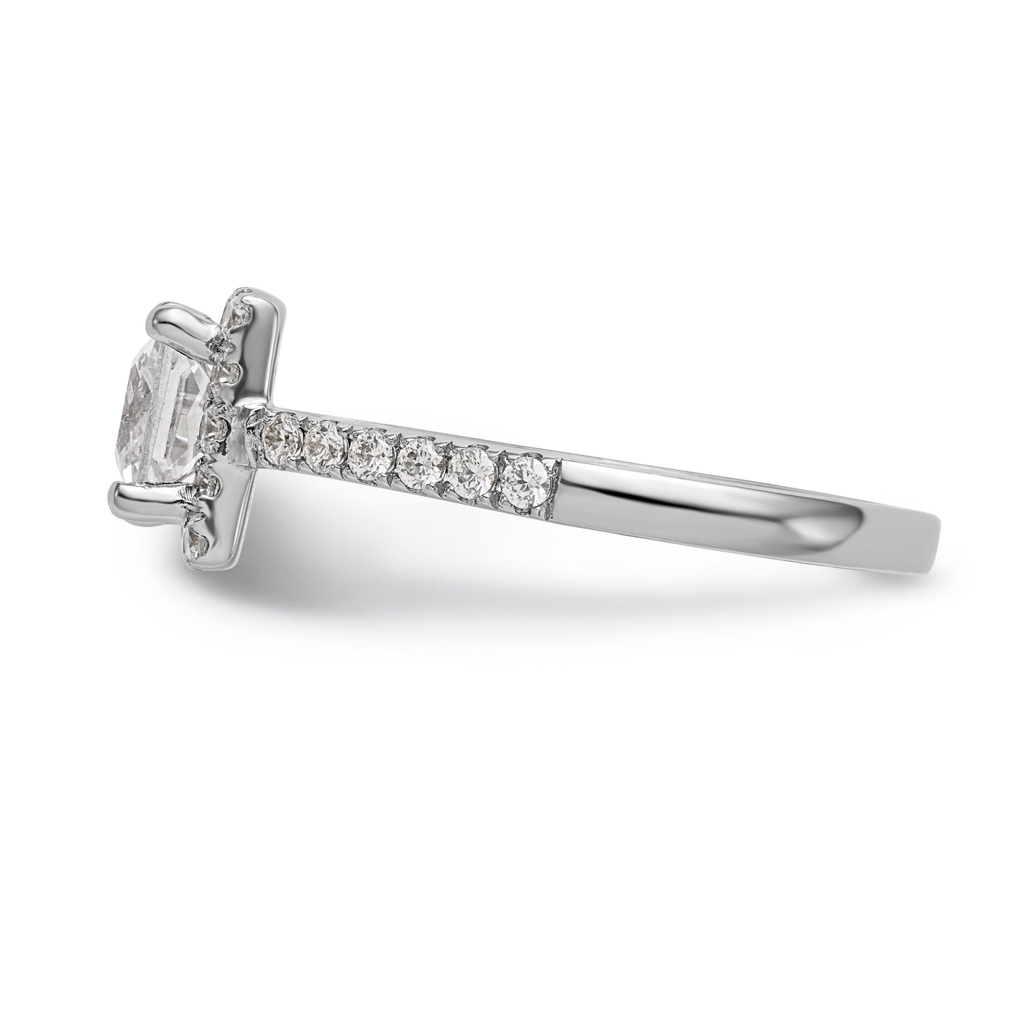 14K White Gold Diamond Princess CZ Square Halo Engagement Ring