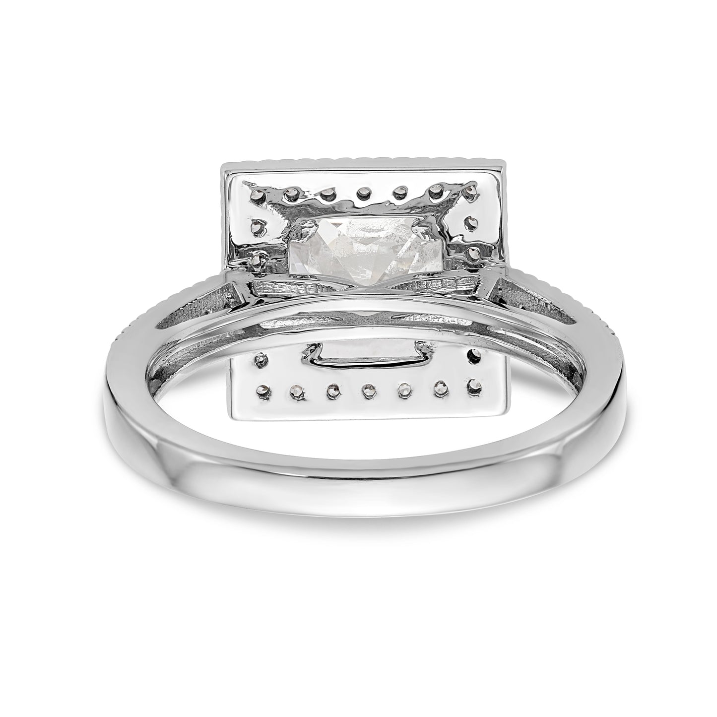 14K White Gold Diamond Princess CZ Square Halo Engagement Ring