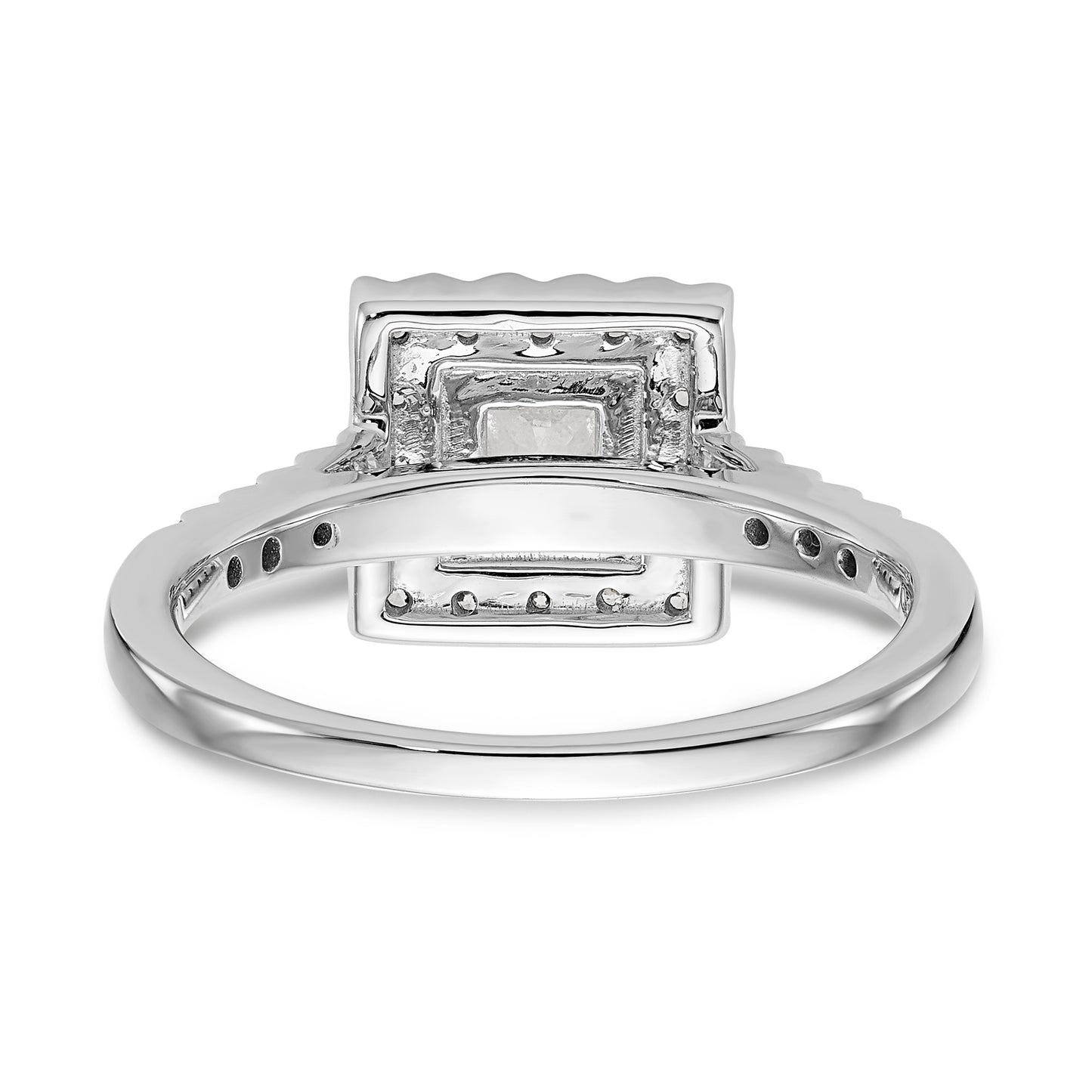 14K White Gold Diamond Princess CZ Square Halo Engagement Ring