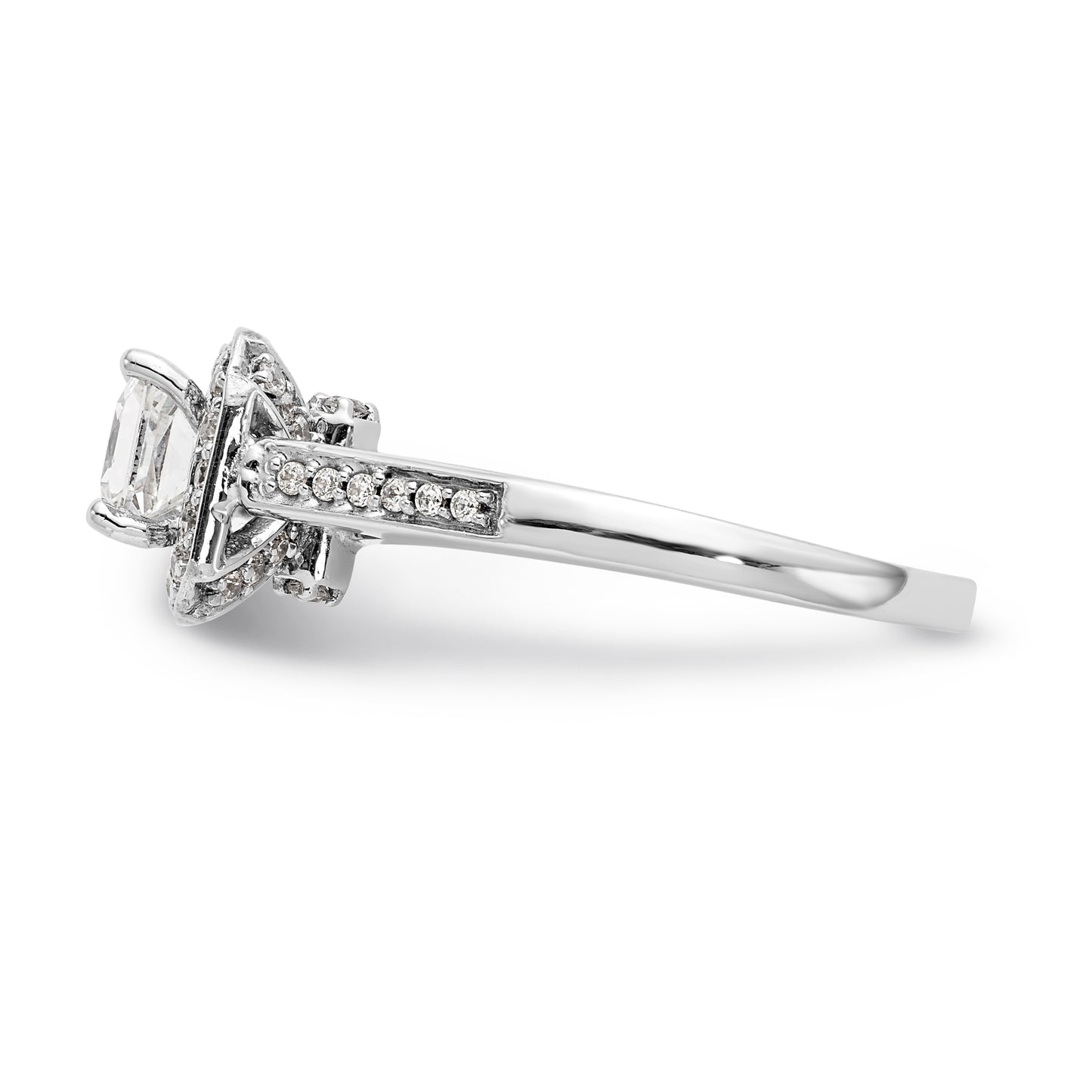 14K White Gold Diamond Princess CZ Square Halo Engagement Ring