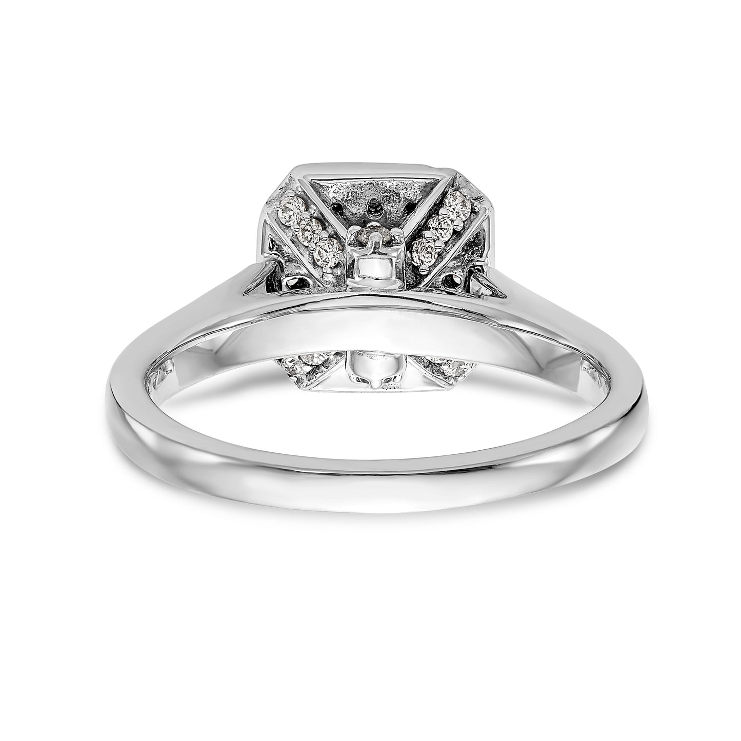 14K White Gold Diamond Princess CZ Square Halo Engagement Ring