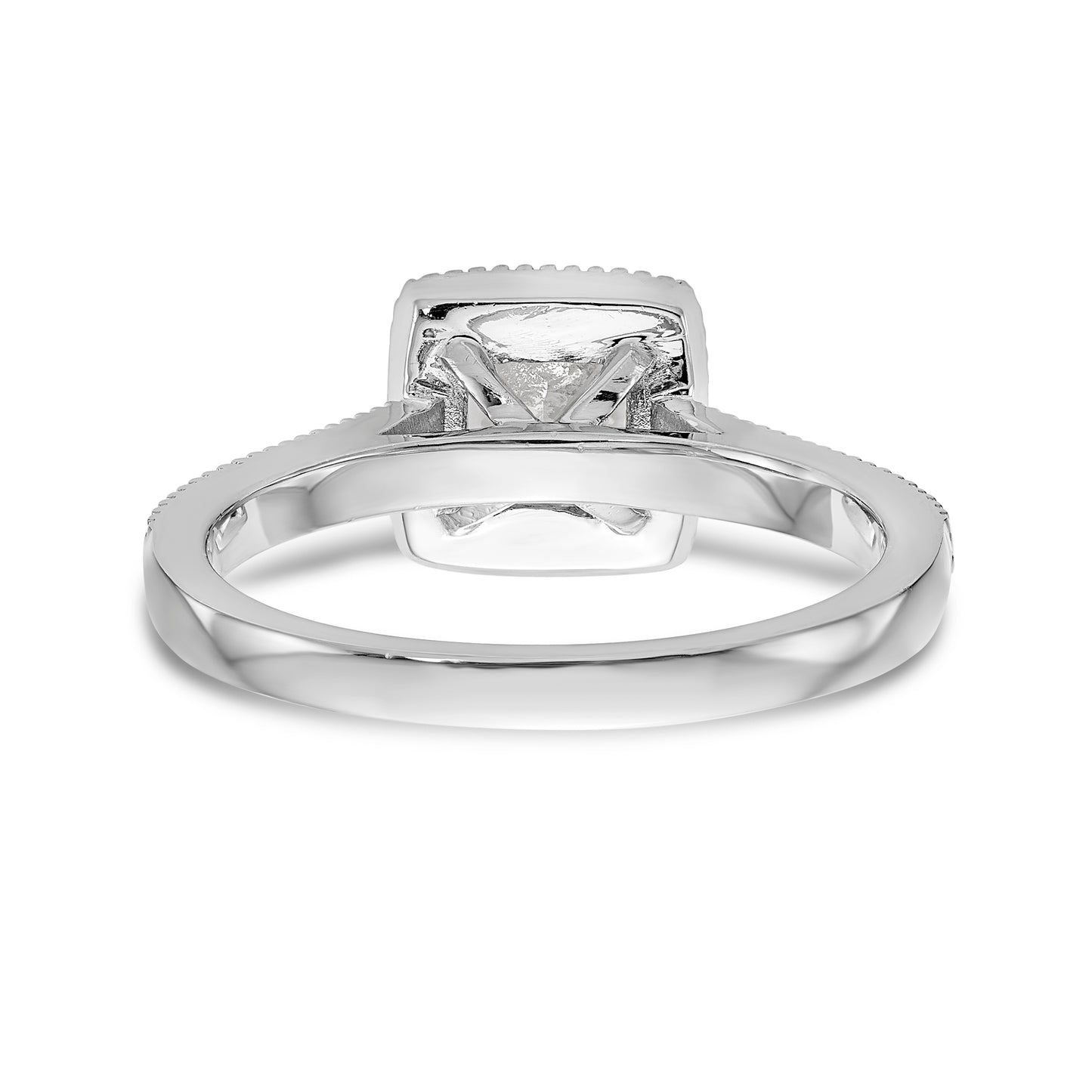 14K White Gold Diamond Princess CZ Square Halo Engagement Ring