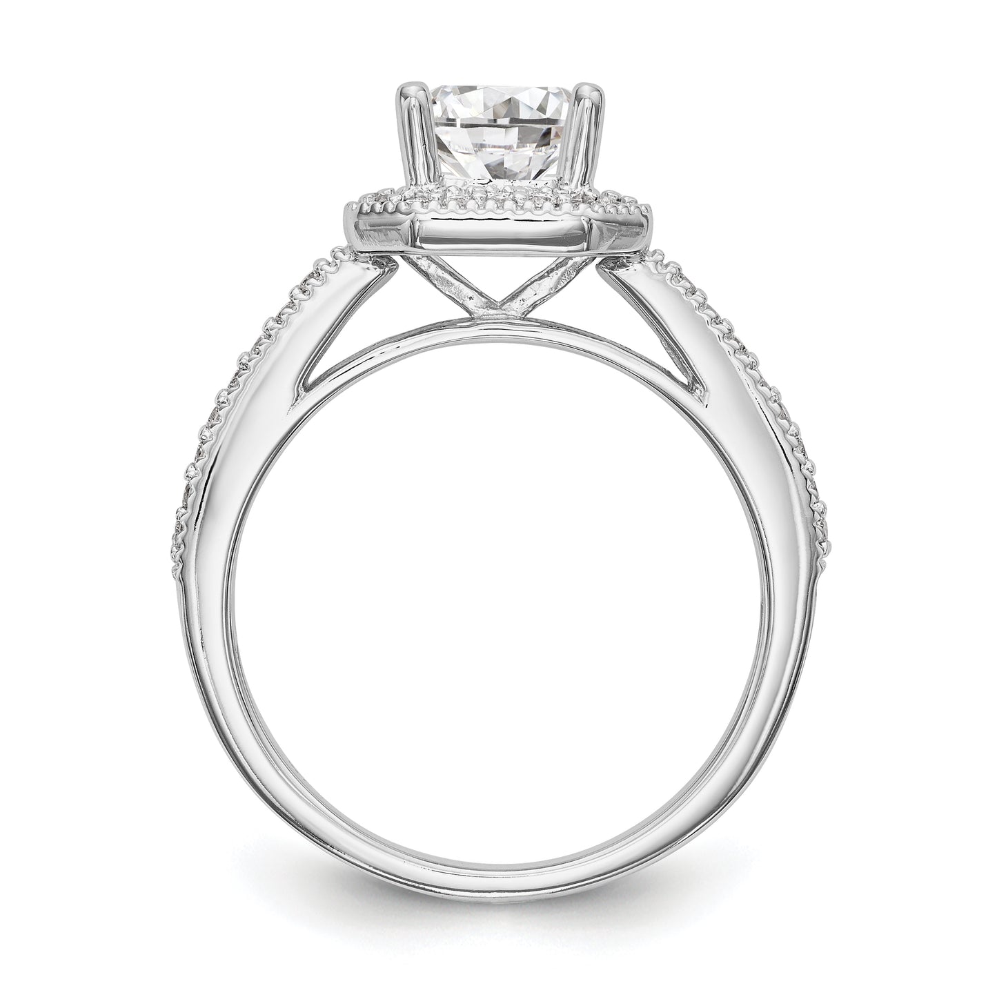 14K White Gold Diamond Princess CZ Square Halo Engagement Ring