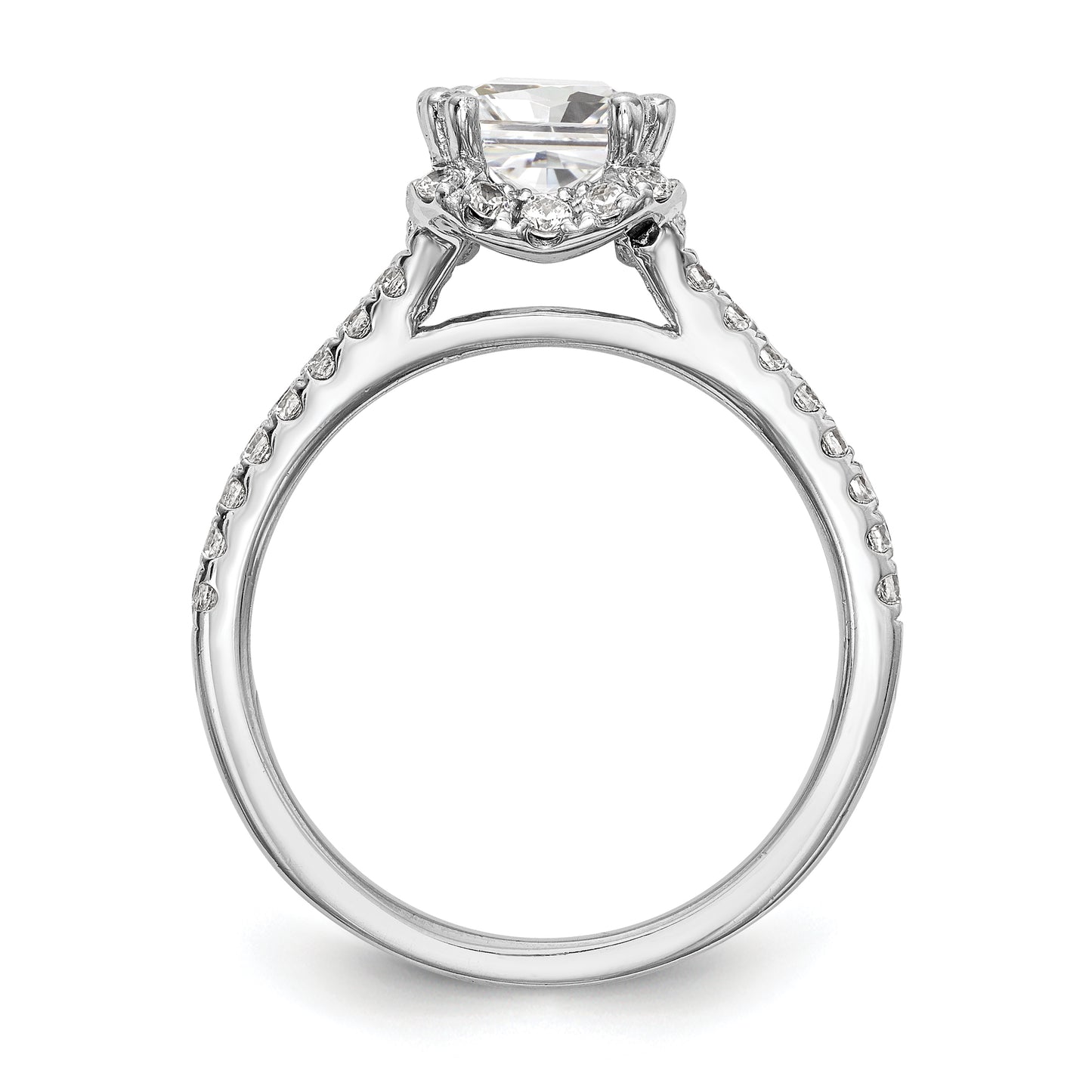 14K White Gold Diamond Princess CZ Square Halo Engagement Ring