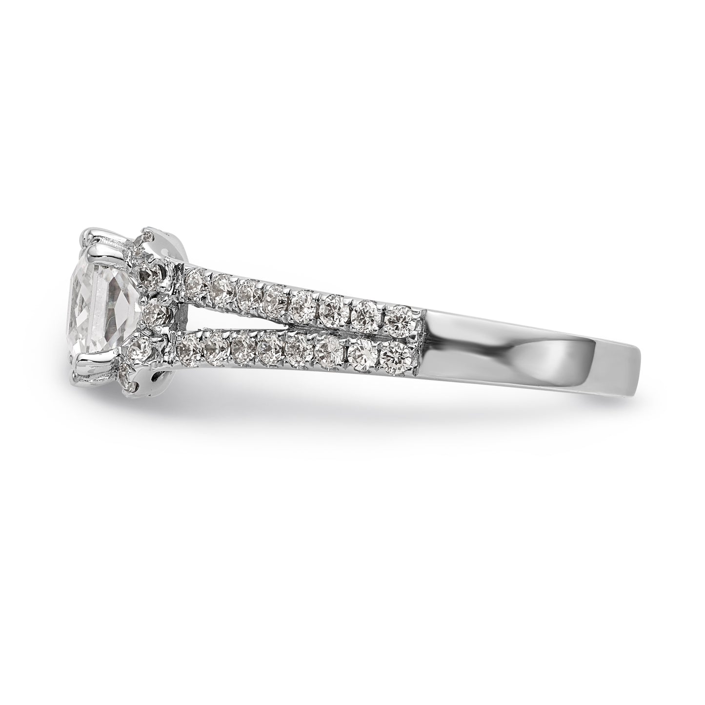 14K White Gold Diamond Princess CZ Square Halo Engagement Ring