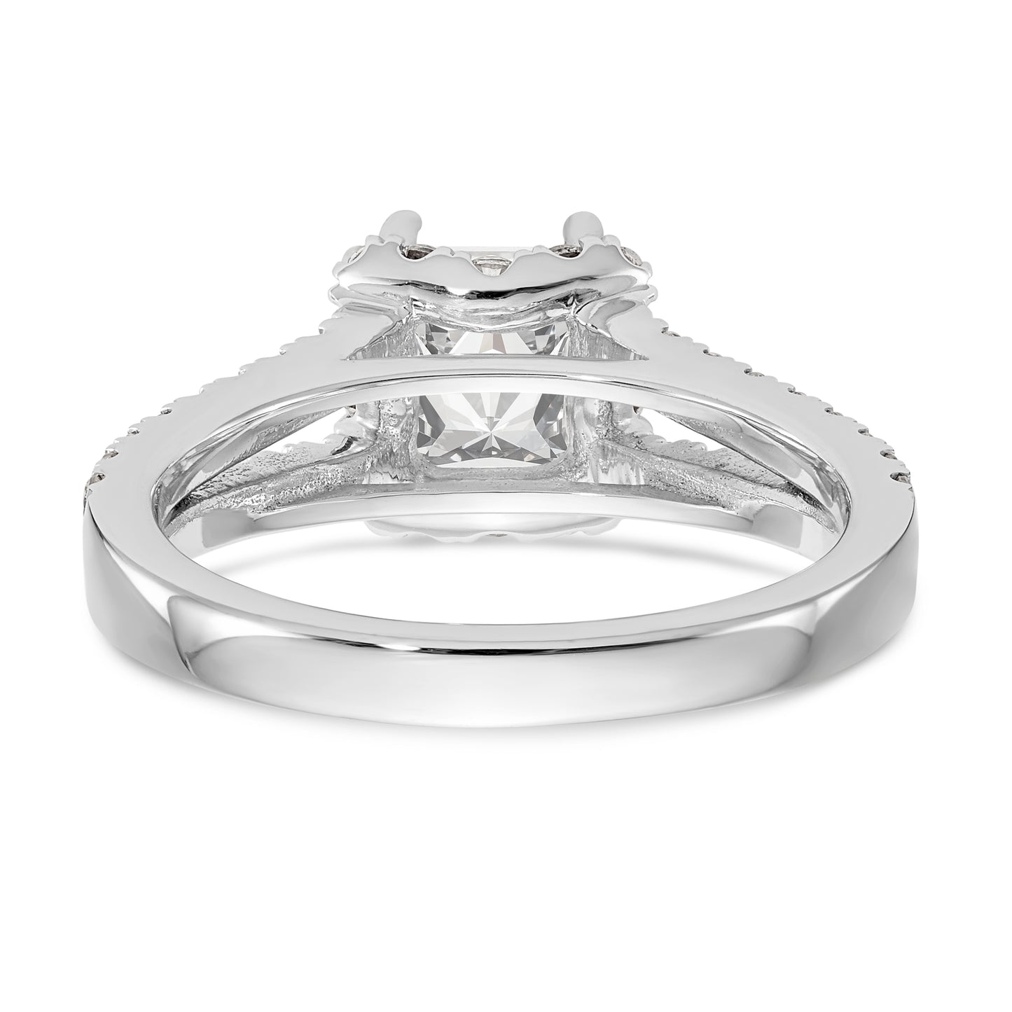 14K White Gold Diamond Princess CZ Square Halo Engagement Ring