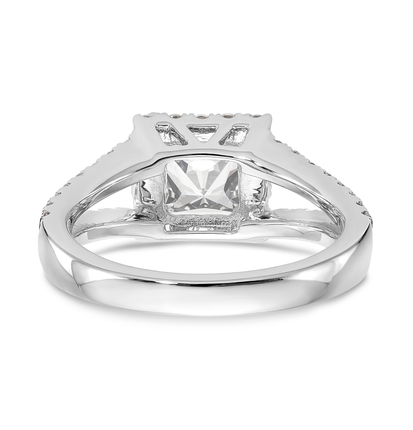 14K White Gold Diamond Princess CZ Square Halo Engagement Ring