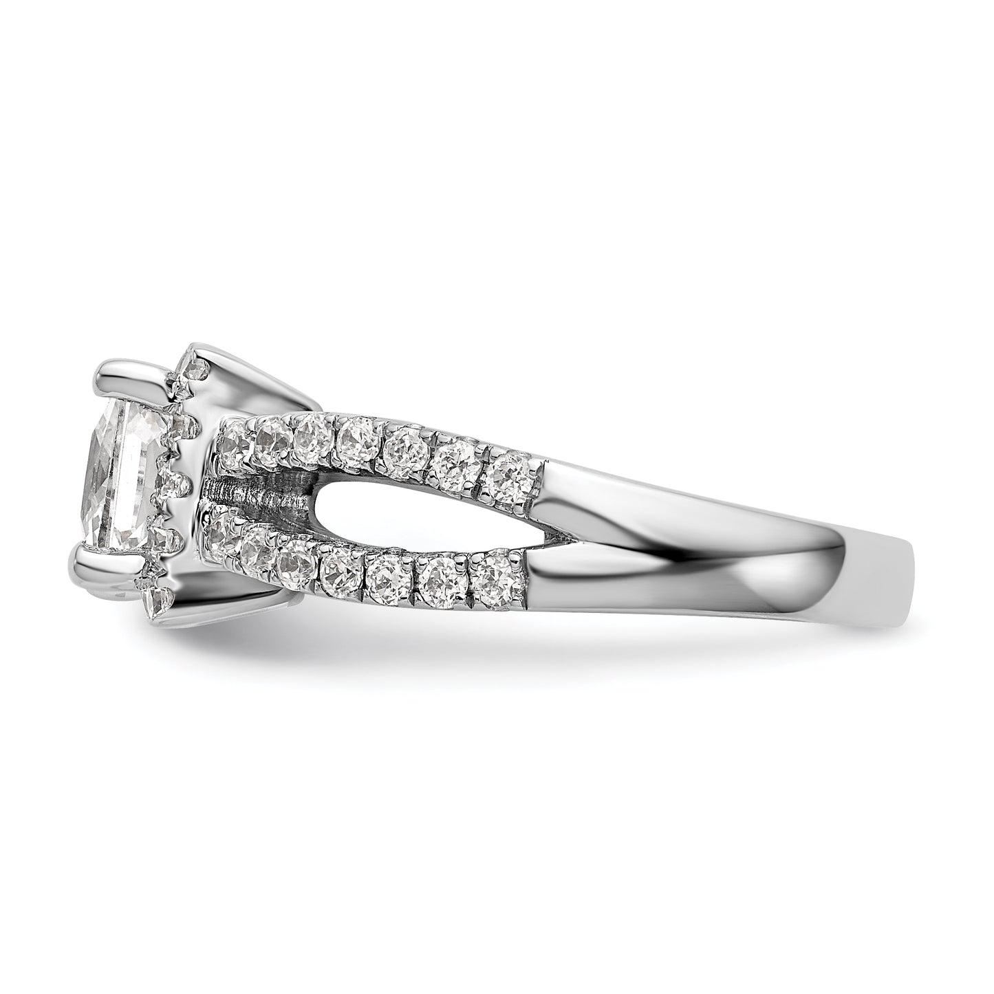 14K White Gold Diamond Princess CZ Square Halo Engagement Ring