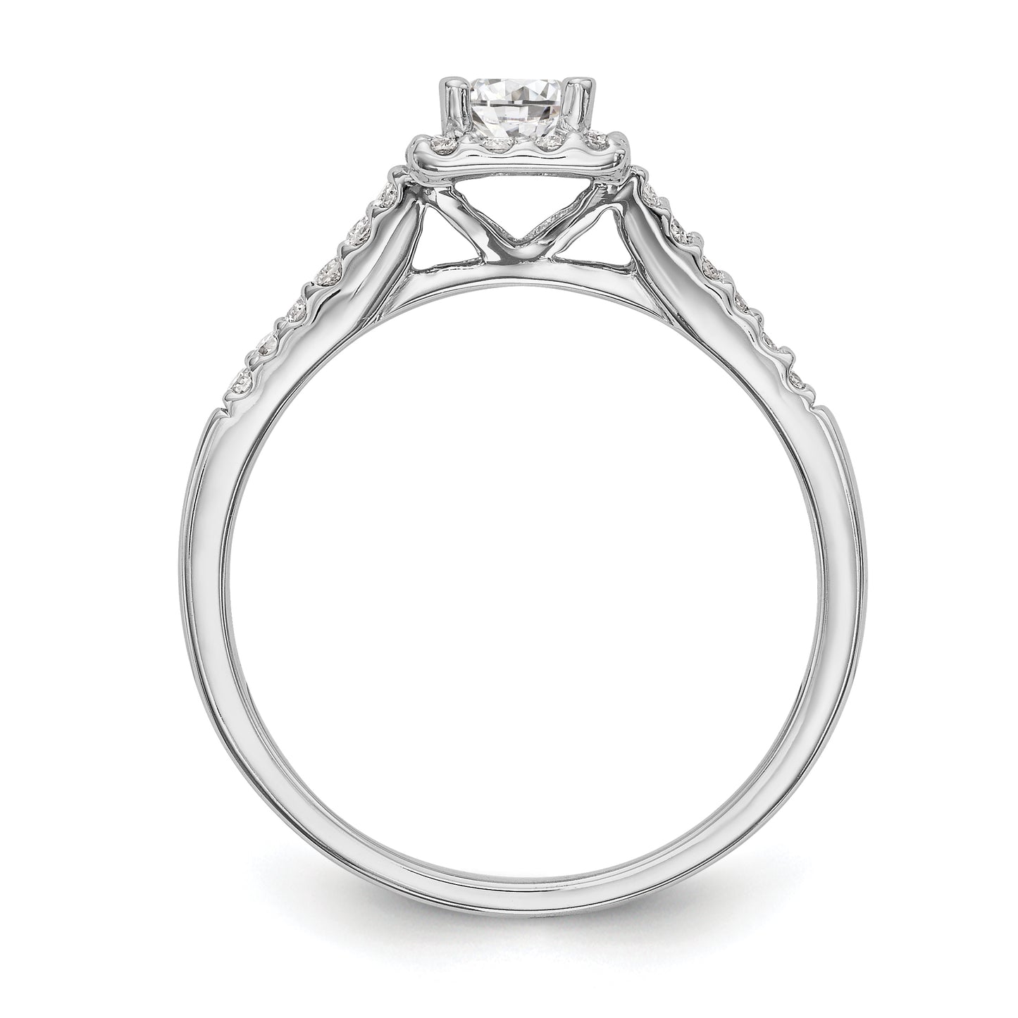 14K White Gold Diamond Princess CZ Square Halo Engagement Ring