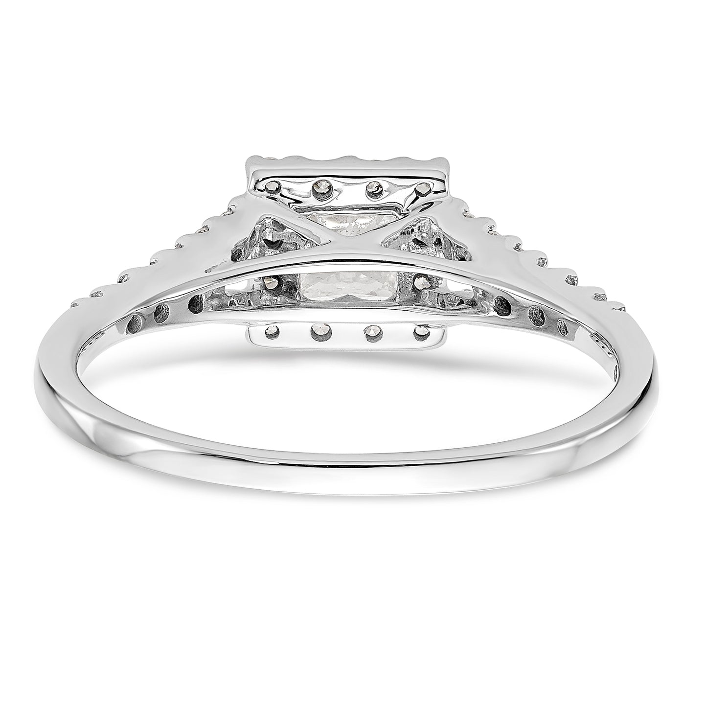 14K White Gold Diamond Princess CZ Square Halo Engagement Ring