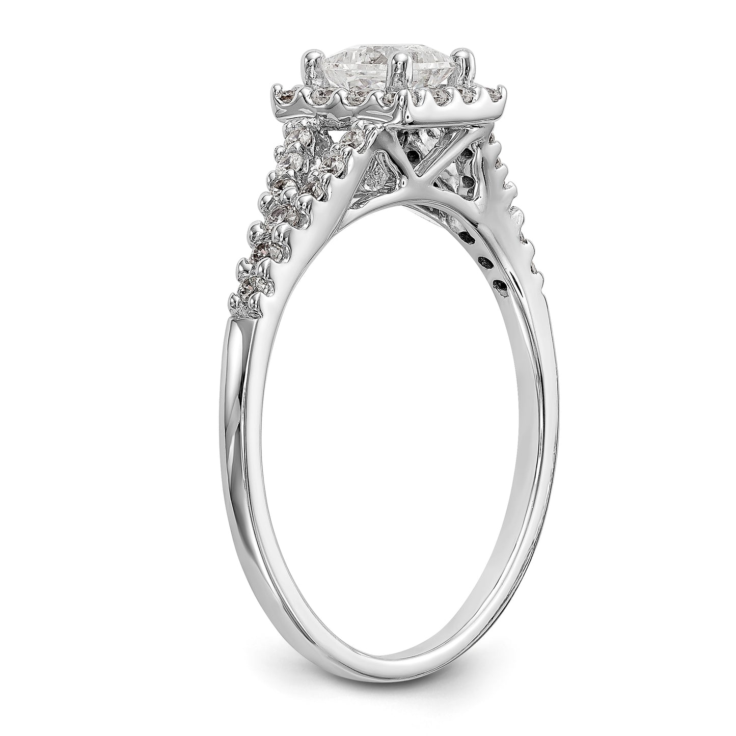 14K White Gold Diamond Princess CZ Square Halo Engagement Ring