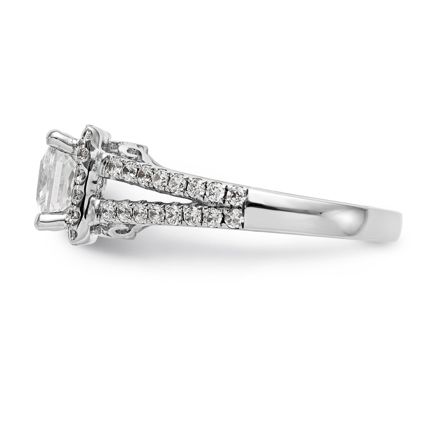 14K White Gold Diamond Princess CZ Halo Engagement Ring