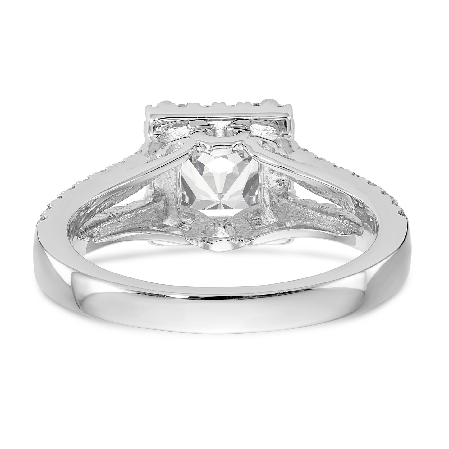 14K White Gold Diamond Princess CZ Halo Engagement Ring