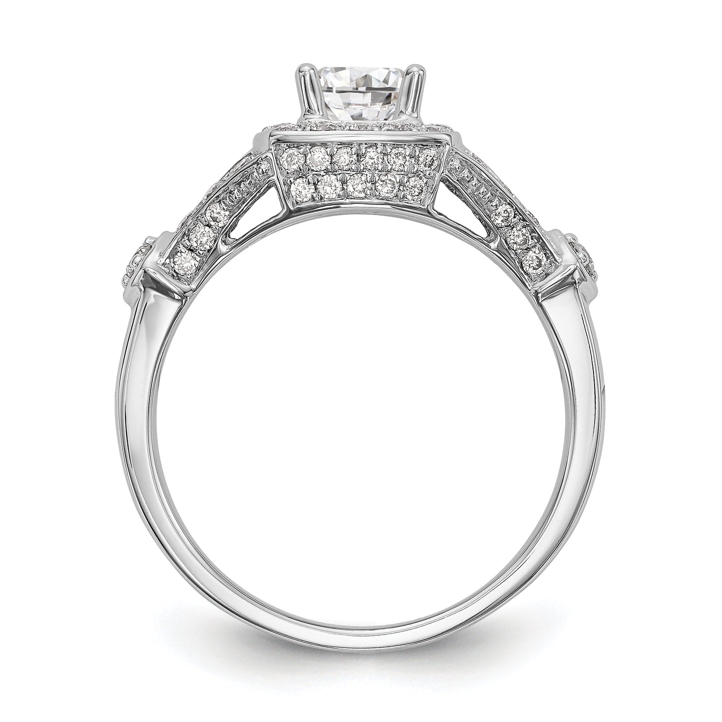 14K White Gold Diamond Princess CZ Halo Engagement Ring