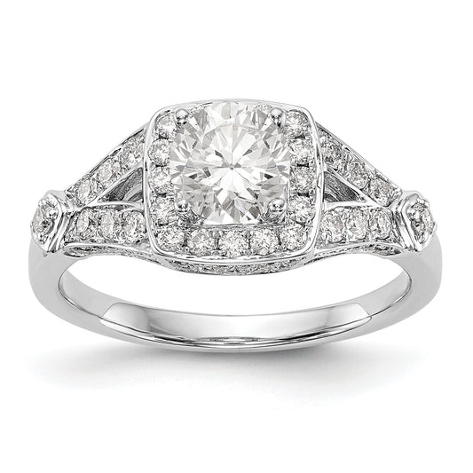 14K White Gold Diamond Princess CZ Halo Engagement Ring