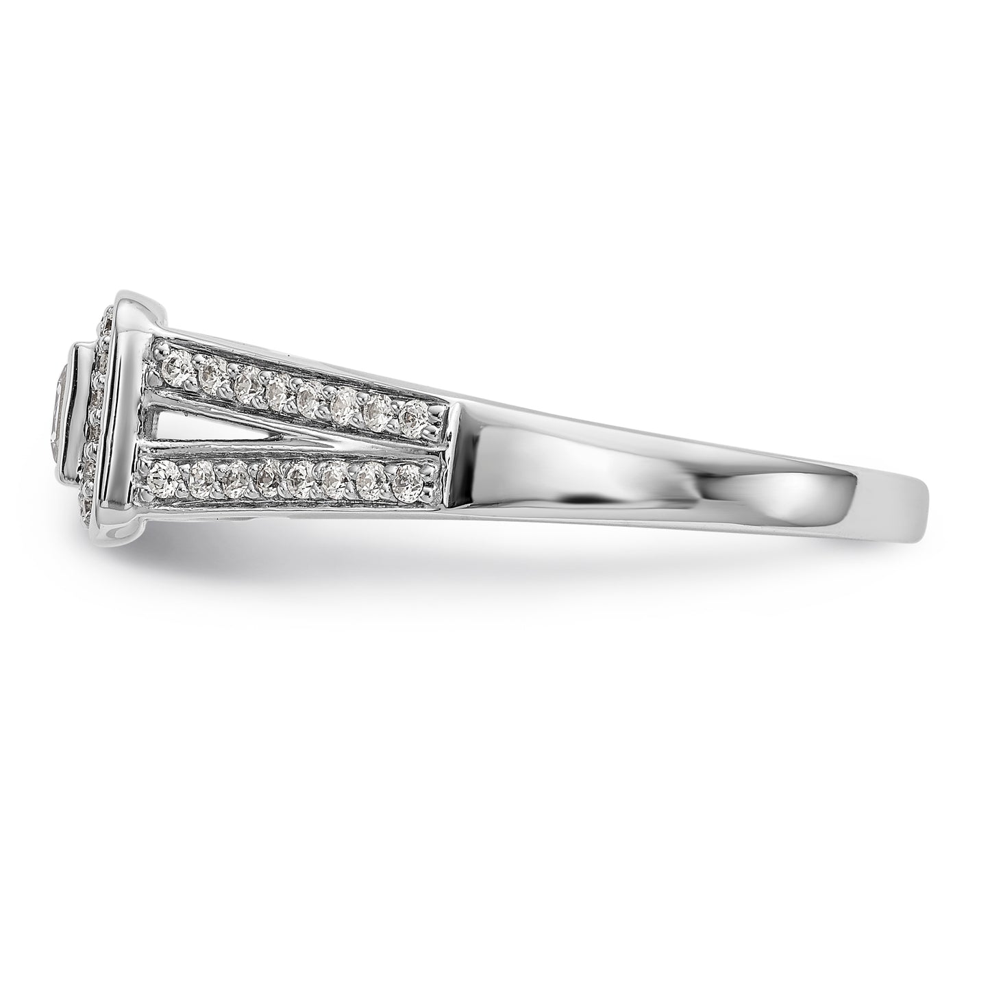 14K White Gold Diamond Princess CZ Halo Engagement Ring