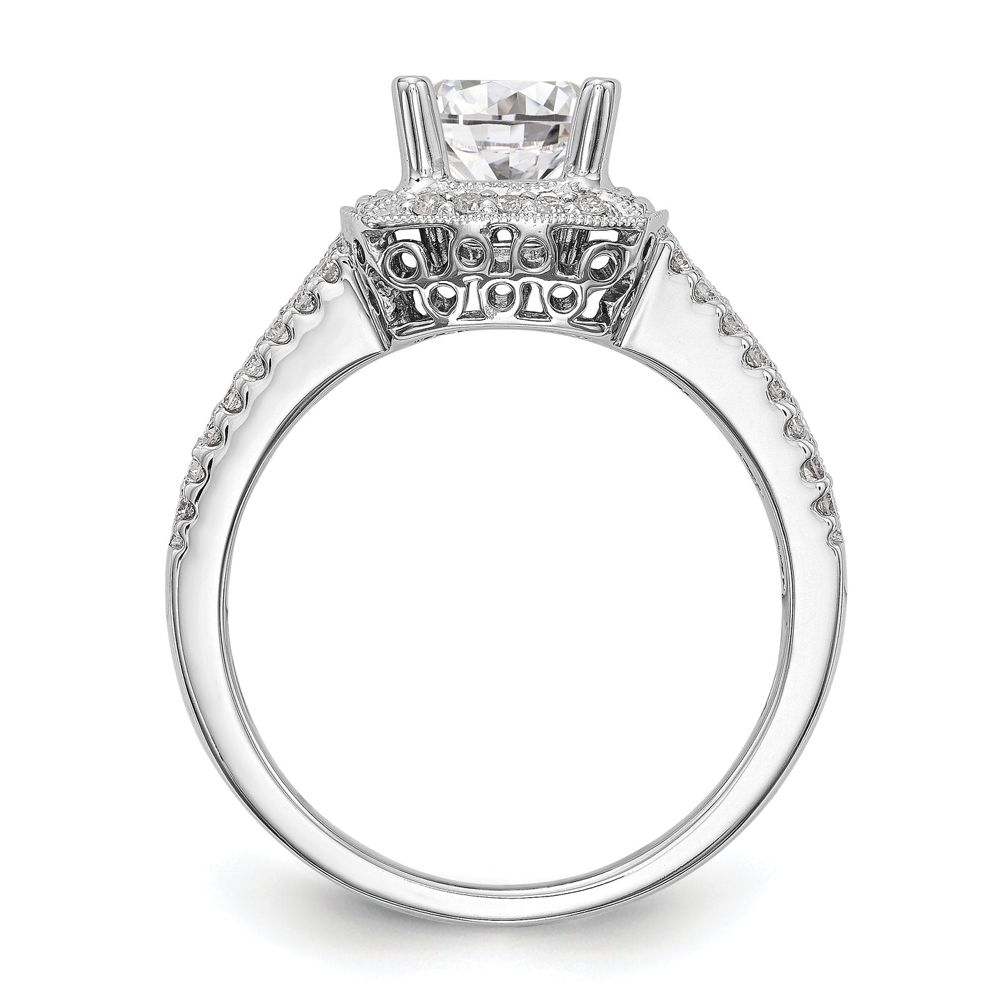 14K White Gold Diamond Princess CZ Halo Engagement Ring