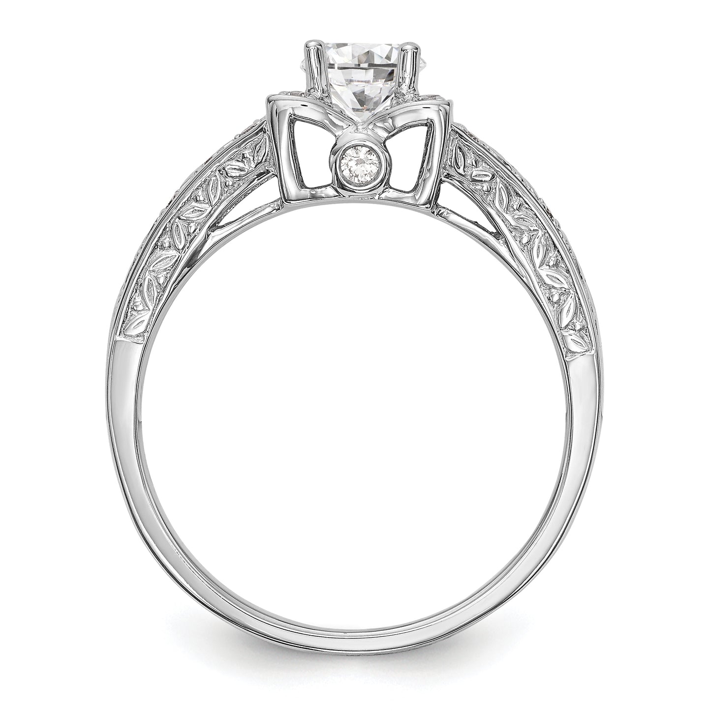 14K White Gold Diamond Princess CZ Cushion Halo Engagement Ring