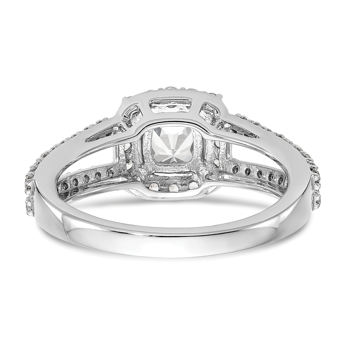 14K White Gold Diamond Cushion CZ Halo Engagement Ring