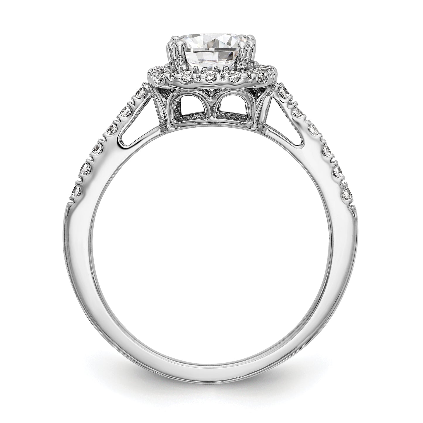 14K White Gold Diamond Cushion CZ Halo Engagement Ring