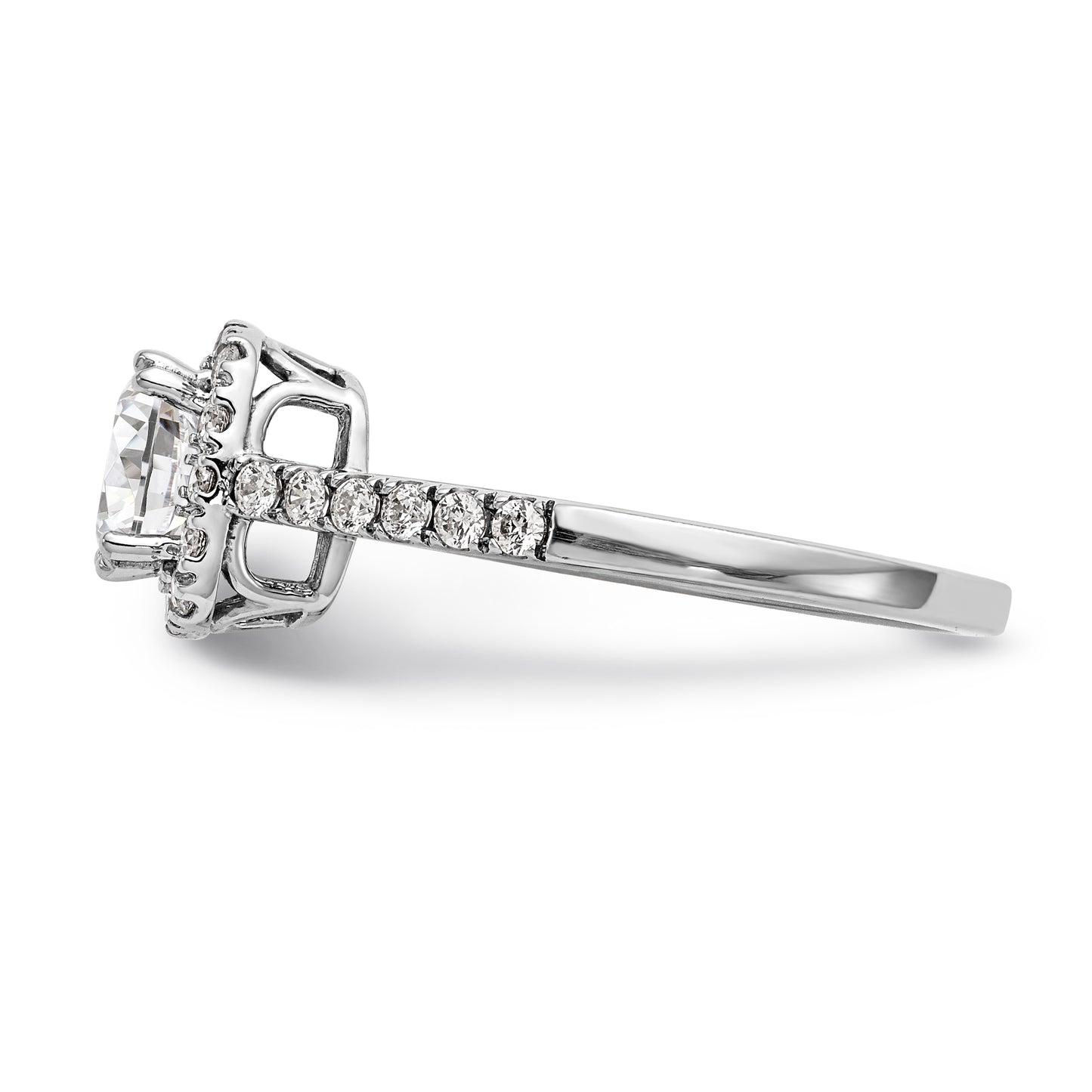 14K White Gold Diamond Cushion CZ Halo Engagement Ring