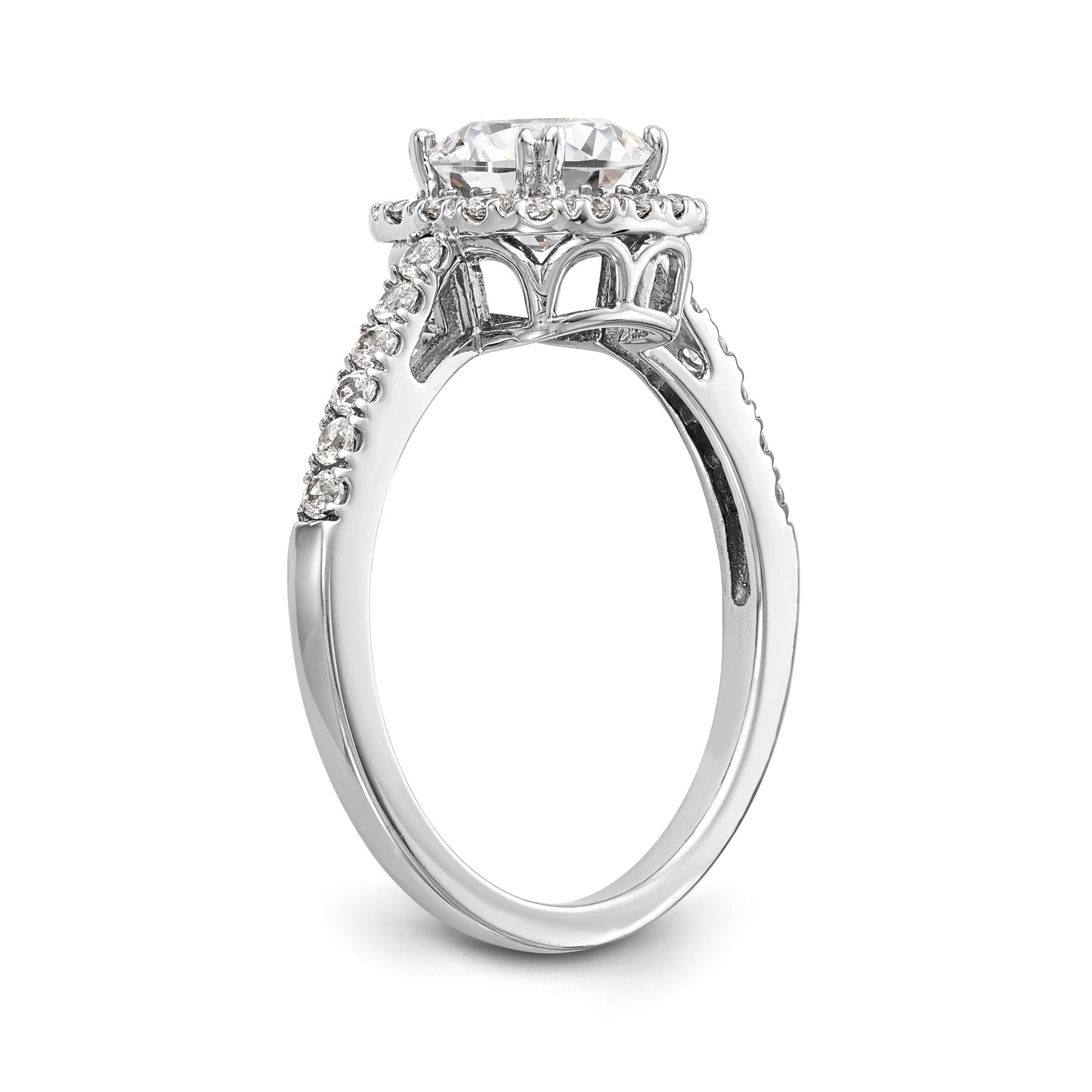 14K White Gold Diamond Cushion CZ Halo Engagement Ring