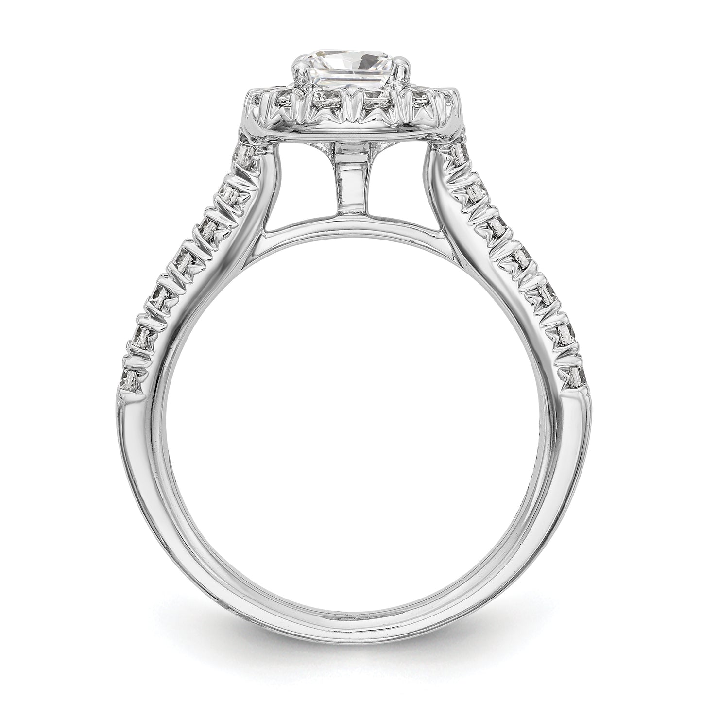 14K White Gold Diamond Cushion CZ Halo Engagement Ring