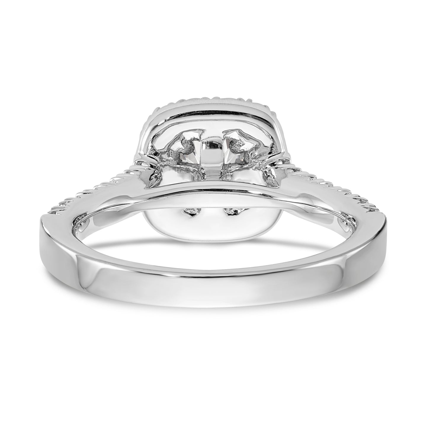 14K White Gold Diamond Cushion CZ Halo Engagement Ring