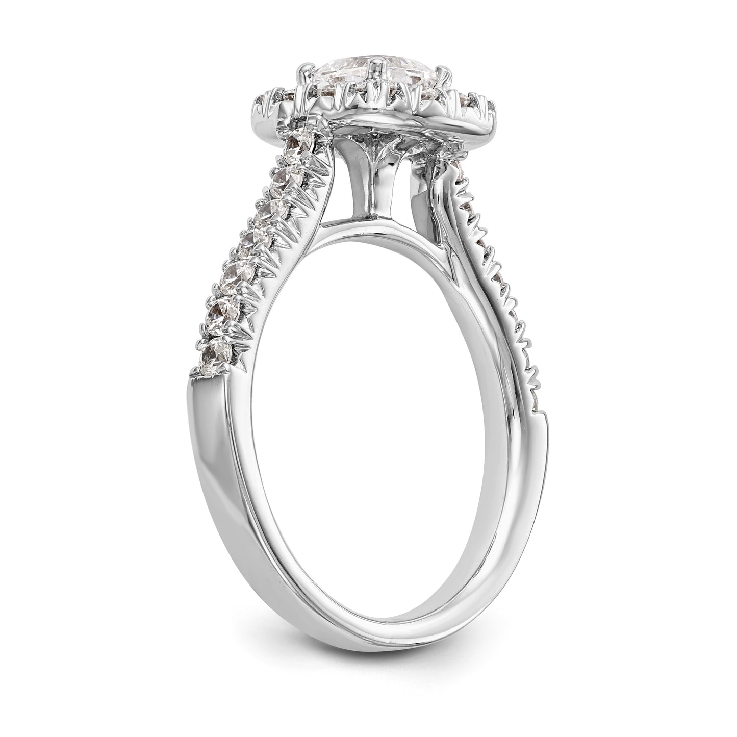 14K White Gold Diamond Cushion CZ Halo Engagement Ring