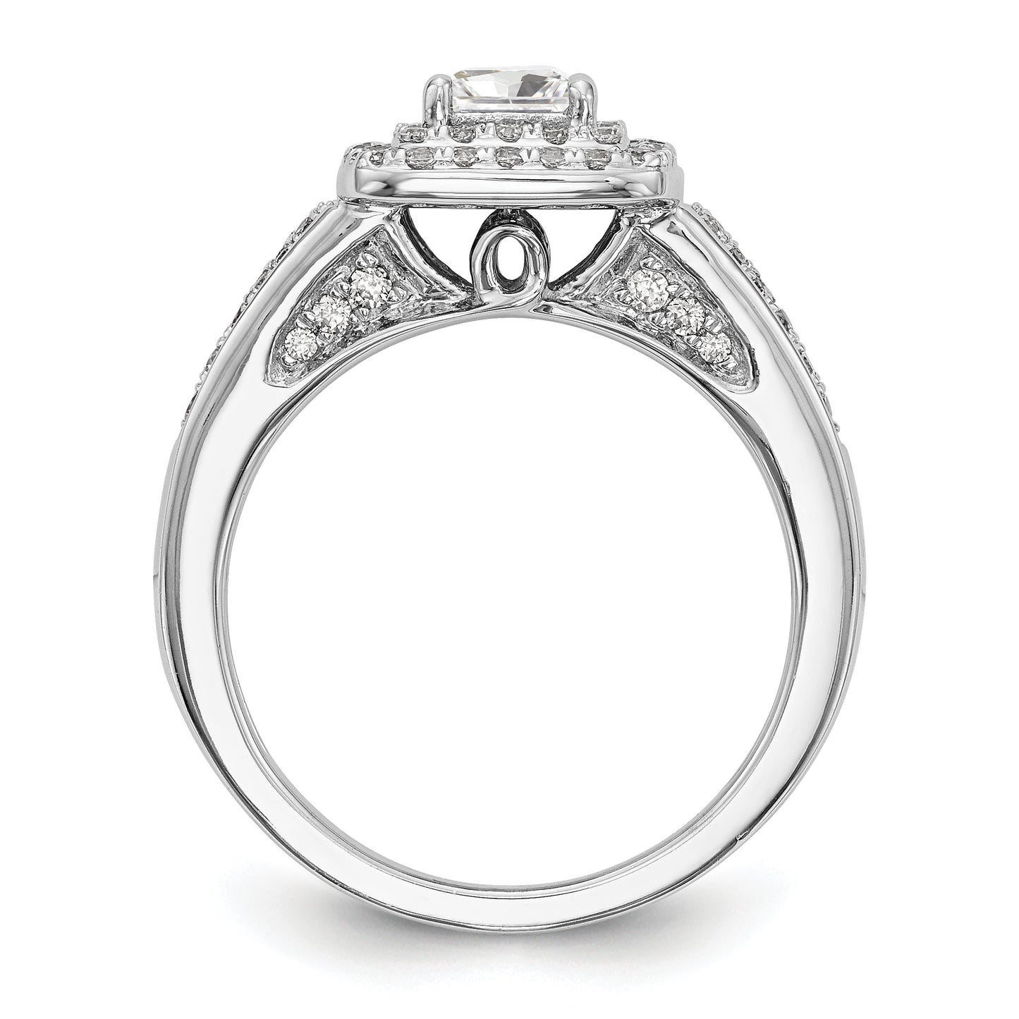 14K White Gold CZ Princess Halo Engagement Ring